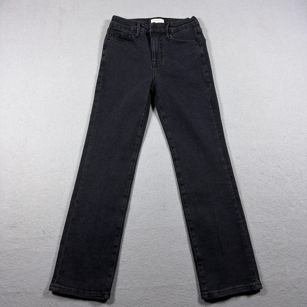Good American Jeans Womens 2/26 Black Good Legs Straight High Rise Stretch Denim